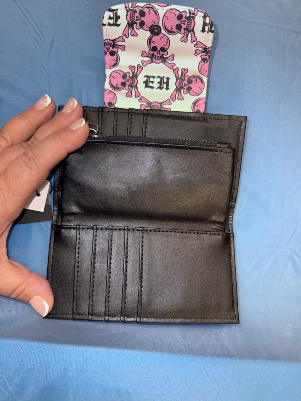Ed Hardy Pink and White Jeweled Flap Women's Wallet - Picture 4 of 7